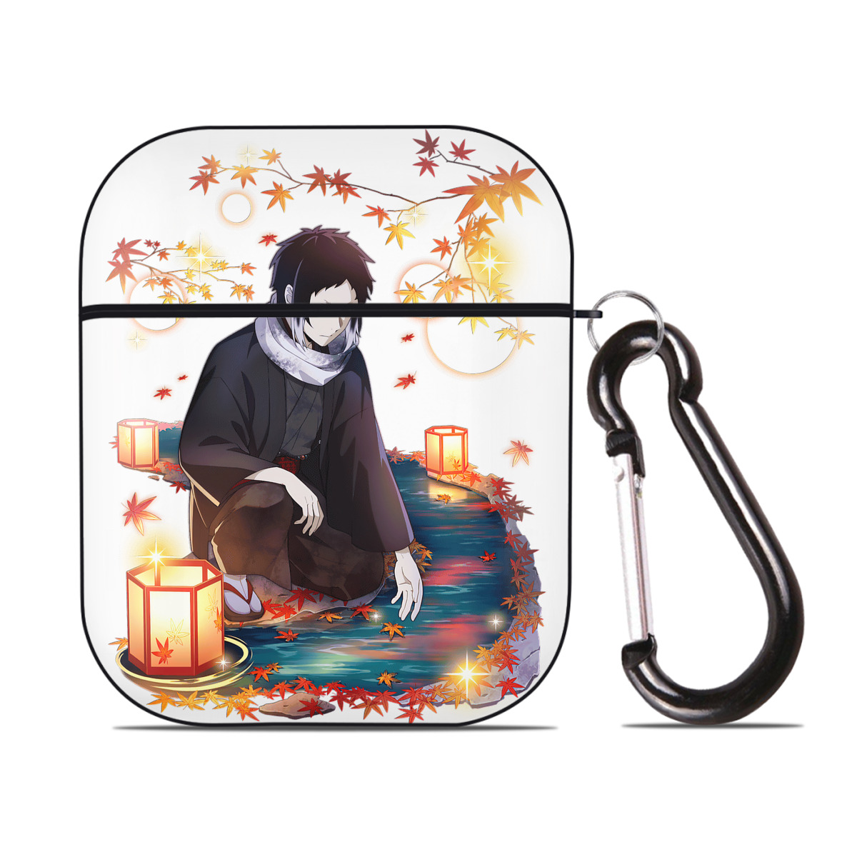 （画像用） 文豪ストレイドッグス Bungo Stray Dogs AirPods 第2世代保護ケース ハードシェル ブラック 耐衝撃・防指紋・カラビナ付き