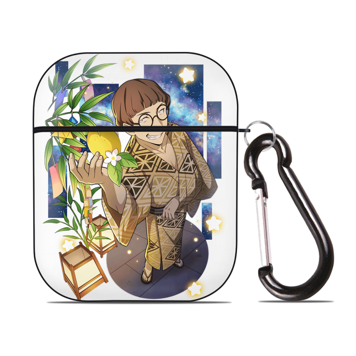 （画像用） 文豪ストレイドッグス Bungo Stray Dogs AirPods 第2世代保護ケース ハードシェル ブラック 耐衝撃・防指紋・カラビナ付き