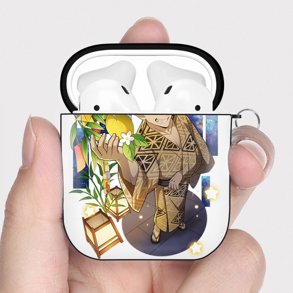 （画像用） 文豪ストレイドッグス Bungo Stray Dogs AirPods 第2世代保護ケース ハードシェル ブラック 耐衝撃・防指紋・カラビナ付き