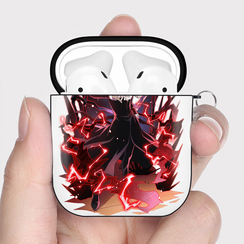 （画像用） 文豪ストレイドッグス Bungo Stray Dogs AirPods 第2世代保護ケース ハードシェル ブラック 耐衝撃・防指紋・カラビナ付き