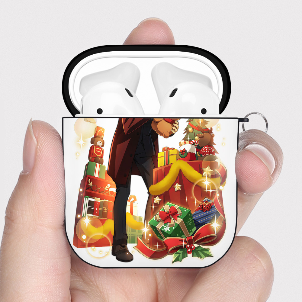 （画像用） 文豪ストレイドッグス Bungo Stray Dogs AirPods 第2世代保護ケース ハードシェル ブラック 耐衝撃・防指紋・カラビナ付き