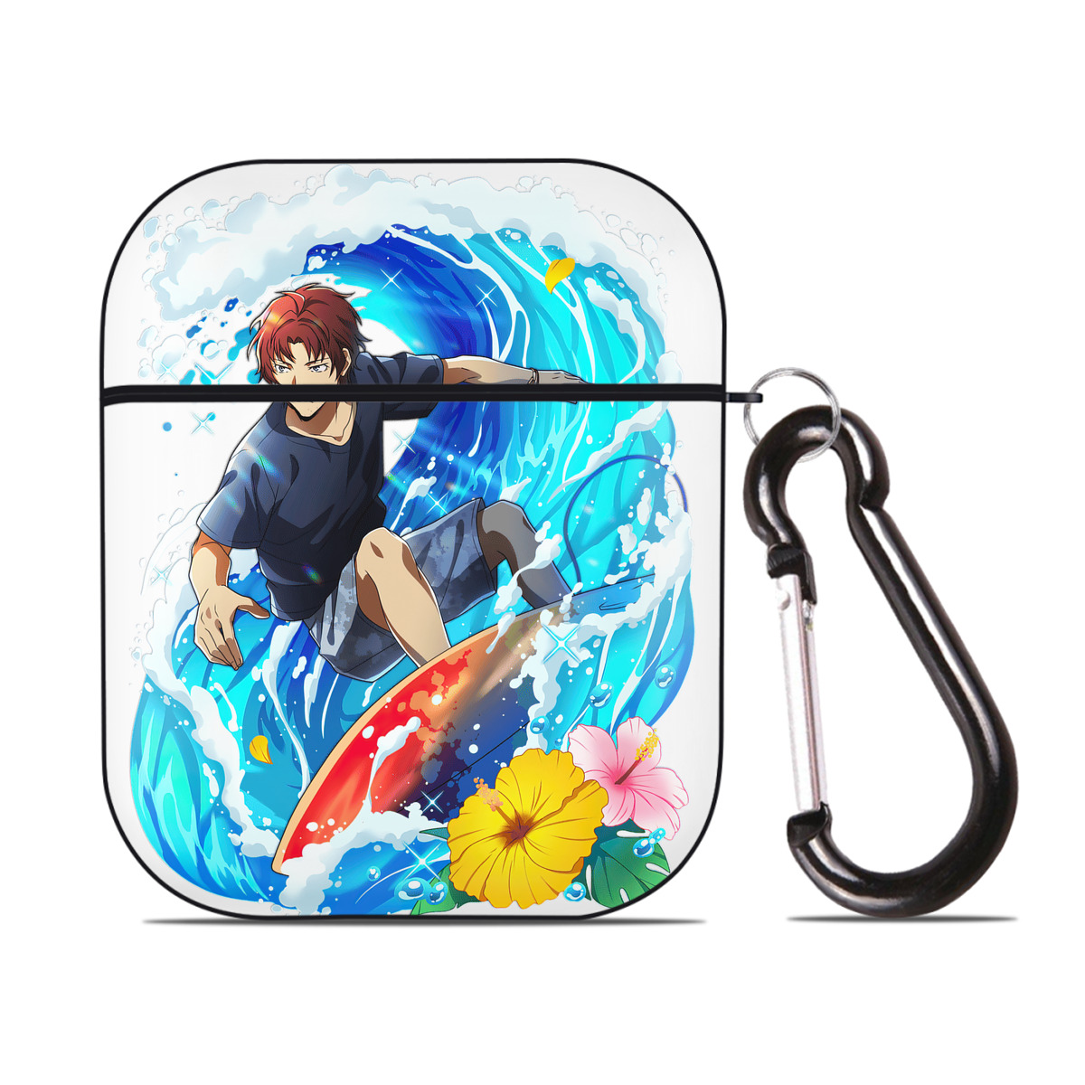 （画像用） 文豪ストレイドッグス Bungo Stray Dogs AirPods 第2世代保護ケース ハードシェル ブラック 耐衝撃・防指紋・カラビナ付き