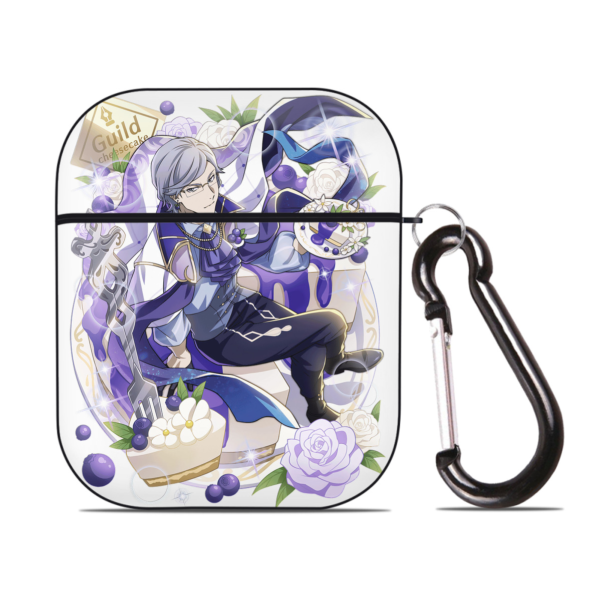 （画像用） 文豪ストレイドッグス Bungo Stray Dogs AirPods 第2世代保護ケース ハードシェル ブラック 耐衝撃・防指紋・カラビナ付き