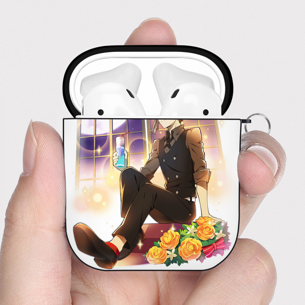 （画像用） 文豪ストレイドッグス Bungo Stray Dogs AirPods 第2世代保護ケース ハードシェル ブラック 耐衝撃・防指紋・カラビナ付き
