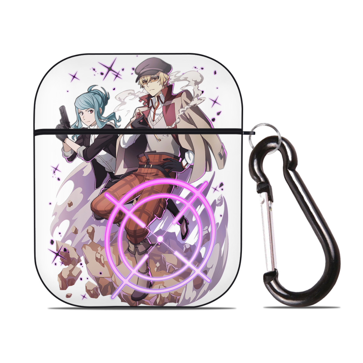 （画像用） 文豪ストレイドッグス Bungo Stray Dogs AirPods 第2世代保護ケース ハードシェル ブラック 耐衝撃・防指紋・カラビナ付き