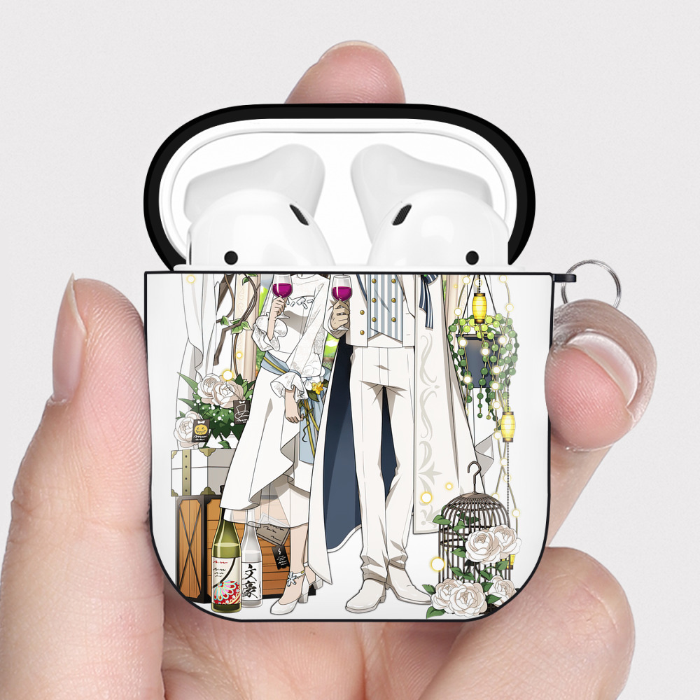 （画像用） 文豪ストレイドッグス Bungo Stray Dogs AirPods 第2世代保護ケース ハードシェル ブラック 耐衝撃・防指紋・カラビナ付き