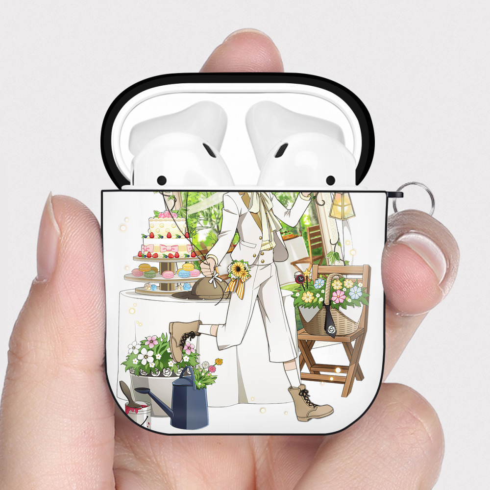 （画像用） 文豪ストレイドッグス Bungo Stray Dogs AirPods 第2世代保護ケース ハードシェル ブラック 耐衝撃・防指紋・カラビナ付き