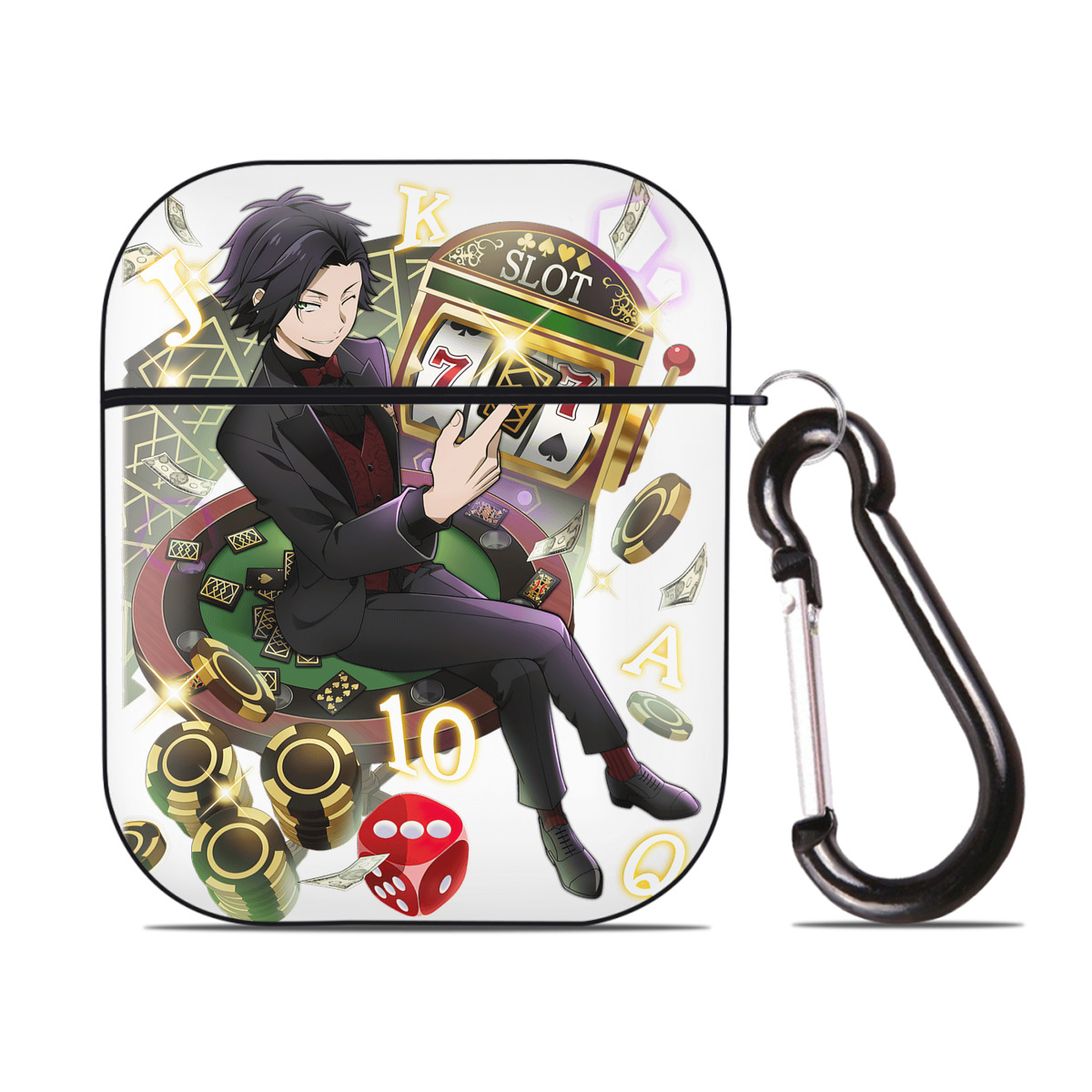 （画像用） 文豪ストレイドッグス Bungo Stray Dogs AirPods 第2世代保護ケース ハードシェル ブラック 耐衝撃・防指紋・カラビナ付き