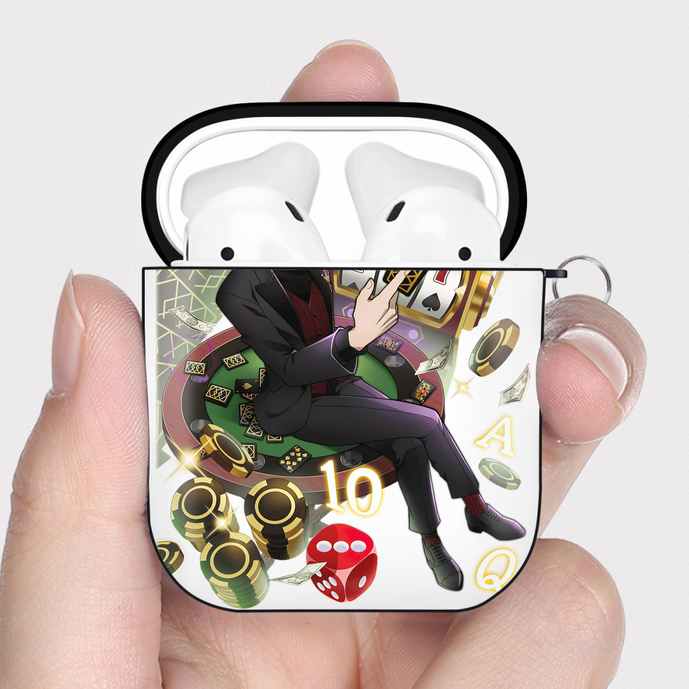 （画像用） 文豪ストレイドッグス Bungo Stray Dogs AirPods 第2世代保護ケース ハードシェル ブラック 耐衝撃・防指紋・カラビナ付き