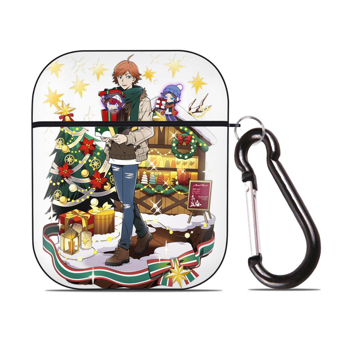 （画像用） 文豪ストレイドッグス Bungo Stray Dogs AirPods 第2世代保護ケース ハードシェル ブラック 耐衝撃・防指紋・カラビナ付き