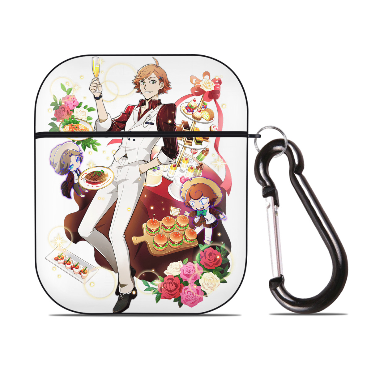 （画像用） 文豪ストレイドッグス Bungo Stray Dogs AirPods 第2世代保護ケース ハードシェル ブラック 耐衝撃・防指紋・カラビナ付き