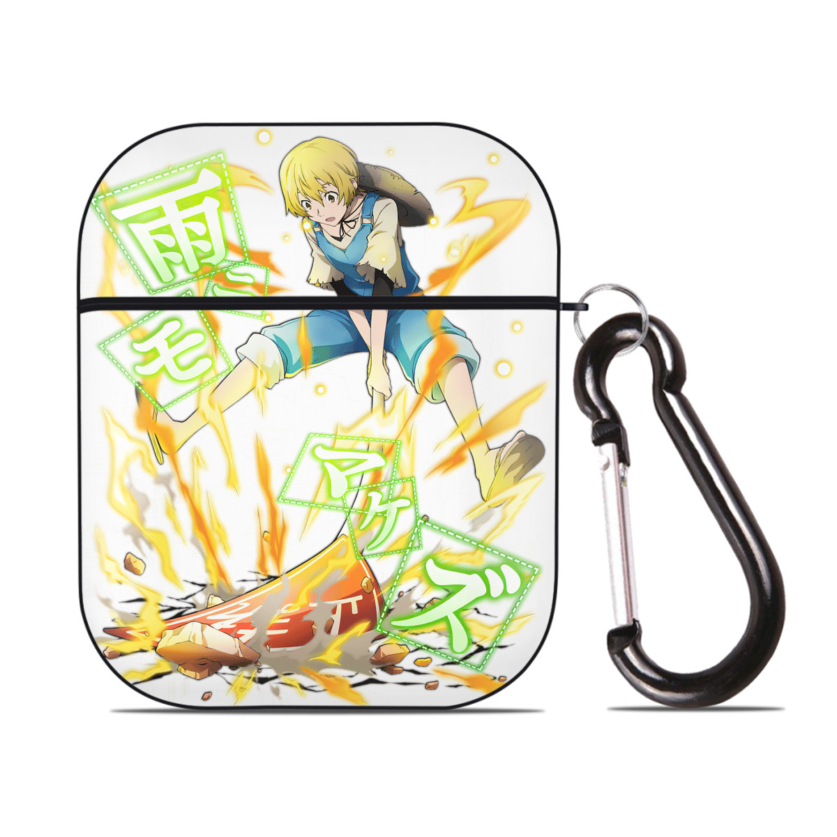 （画像用） 文豪ストレイドッグス Bungo Stray Dogs AirPods 第2世代保護ケース ハードシェル ブラック 耐衝撃・防指紋・カラビナ付き