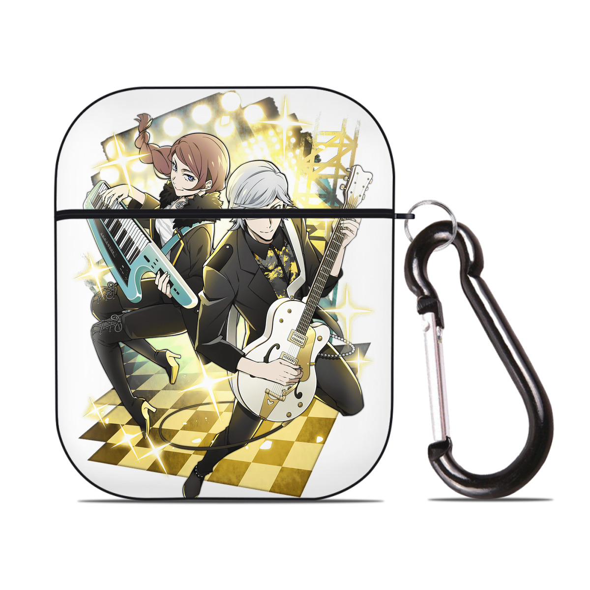 （画像用） 文豪ストレイドッグス Bungo Stray Dogs AirPods 第2世代保護ケース ハードシェル ブラック 耐衝撃・防指紋・カラビナ付き