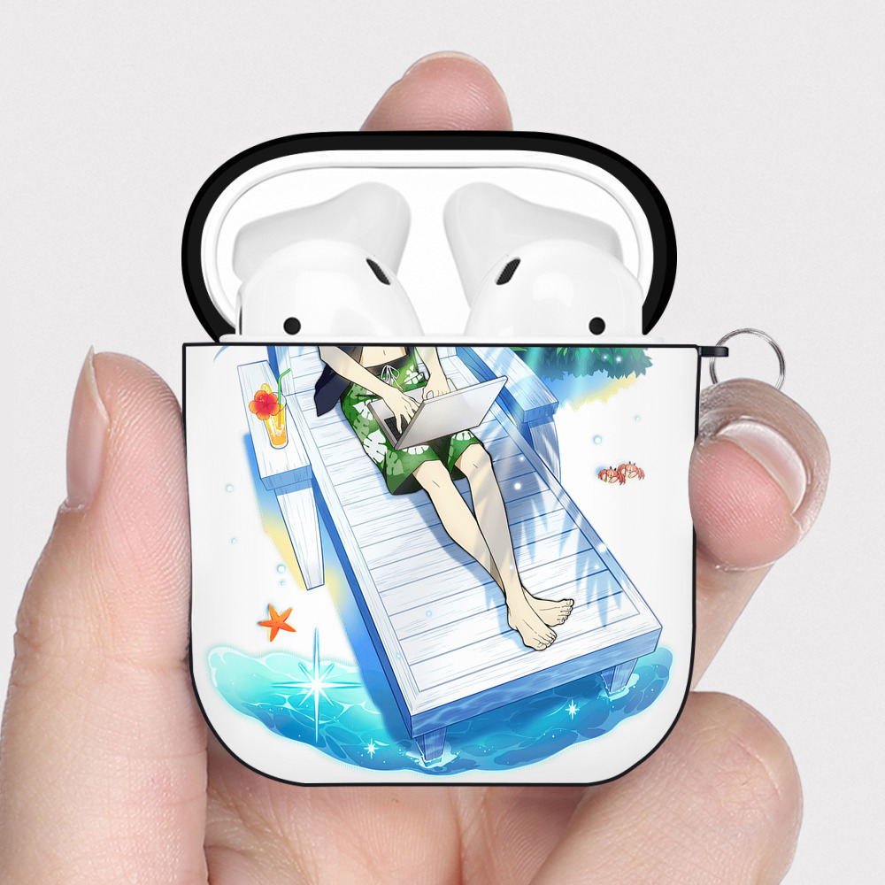 （画像用） 文豪ストレイドッグス Bungo Stray Dogs AirPods 第2世代保護ケース ハードシェル ブラック 耐衝撃・防指紋・カラビナ付き
