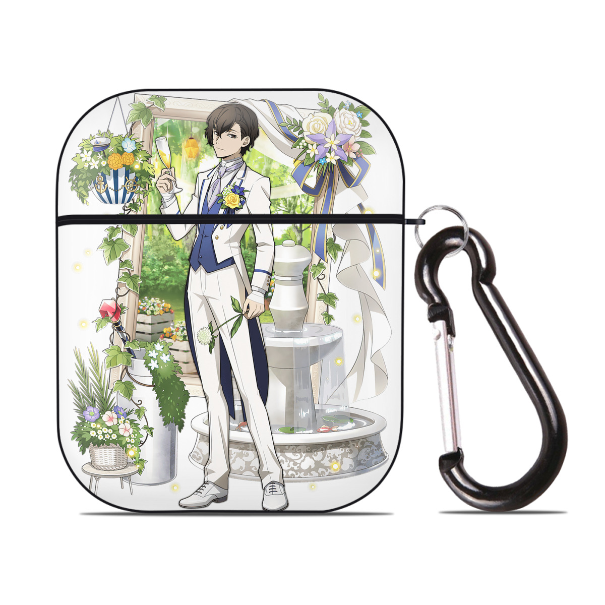 （画像用） 文豪ストレイドッグス Bungo Stray Dogs AirPods 第2世代保護ケース ハードシェル ブラック 耐衝撃・防指紋・カラビナ付き
