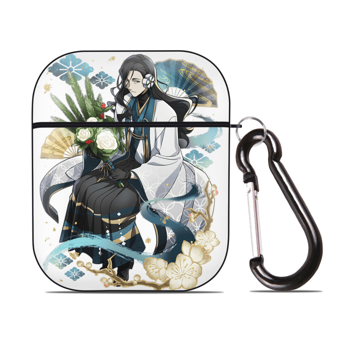 （画像用） 文豪ストレイドッグス Bungo Stray Dogs AirPods 第2世代保護ケース ハードシェル ブラック 耐衝撃・防指紋・カラビナ付き