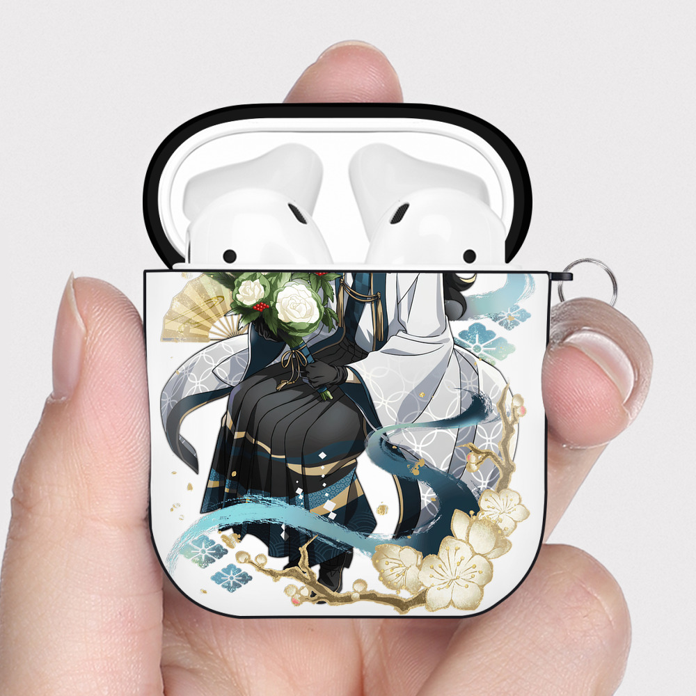 （画像用） 文豪ストレイドッグス Bungo Stray Dogs AirPods 第2世代保護ケース ハードシェル ブラック 耐衝撃・防指紋・カラビナ付き