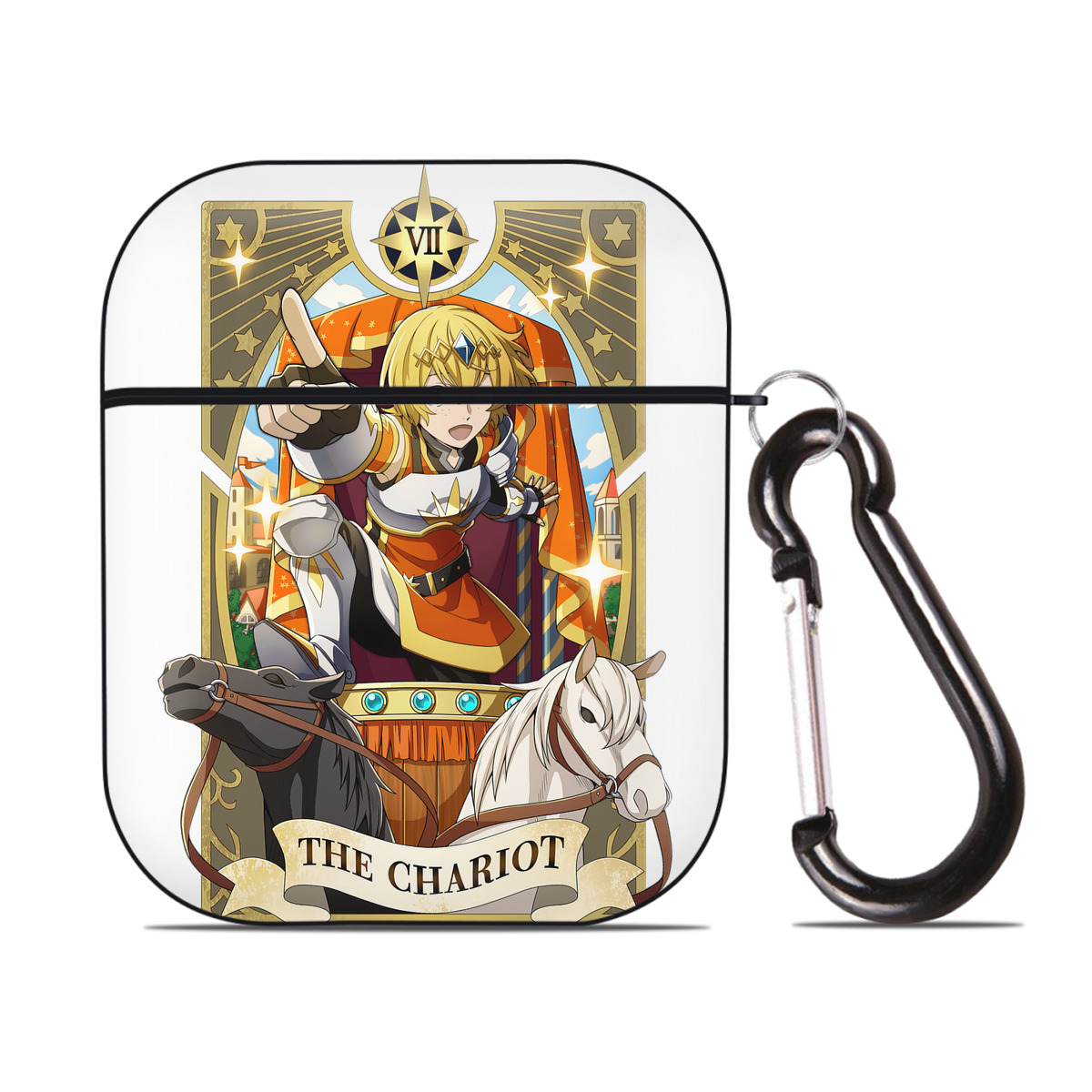 （画像用） 文豪ストレイドッグス Bungo Stray Dogs AirPods 第2世代保護ケース ハードシェル ブラック 耐衝撃・防指紋・カラビナ付き