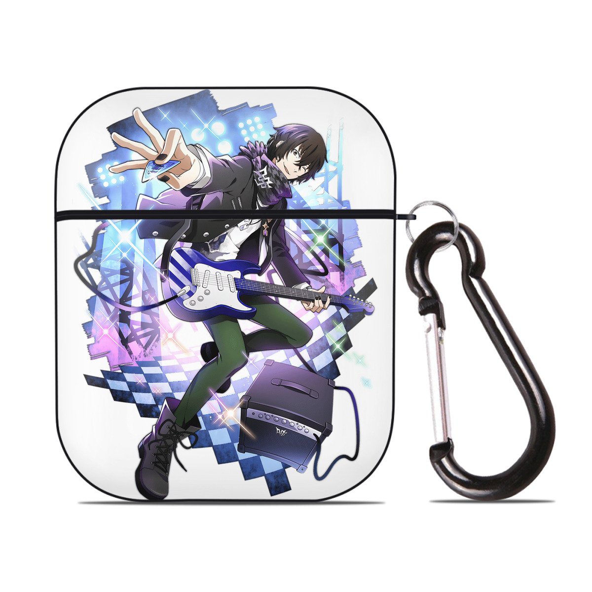 （画像用） 文豪ストレイドッグス Bungo Stray Dogs AirPods 第2世代保護ケース ハードシェル ブラック 耐衝撃・防指紋・カラビナ付き
