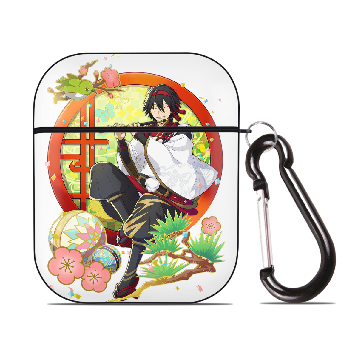 （画像用） 文豪ストレイドッグス Bungo Stray Dogs AirPods 第2世代保護ケース ハードシェル ブラック 耐衝撃・防指紋・カラビナ付き