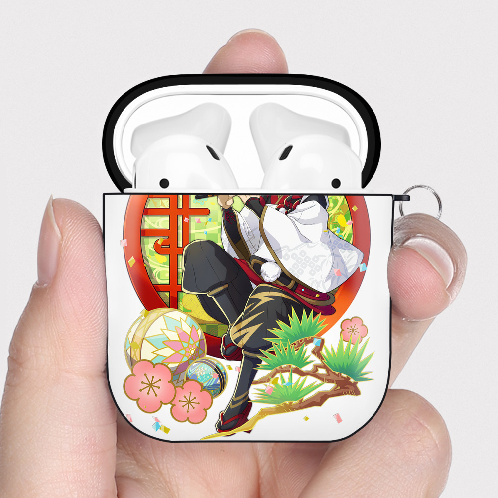 （画像用） 文豪ストレイドッグス Bungo Stray Dogs AirPods 第2世代保護ケース ハードシェル ブラック 耐衝撃・防指紋・カラビナ付き