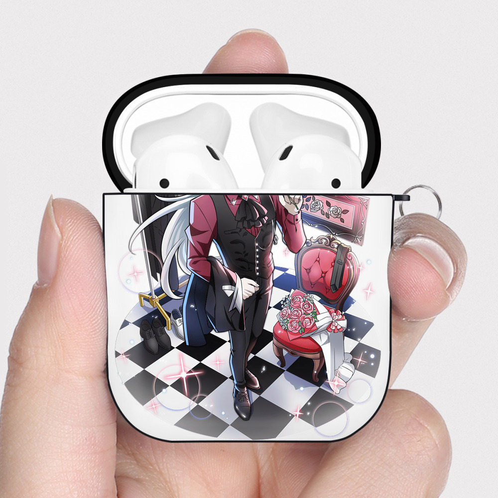 （画像用） 文豪ストレイドッグス Bungo Stray Dogs AirPods 第2世代保護ケース ハードシェル ブラック 耐衝撃・防指紋・カラビナ付き