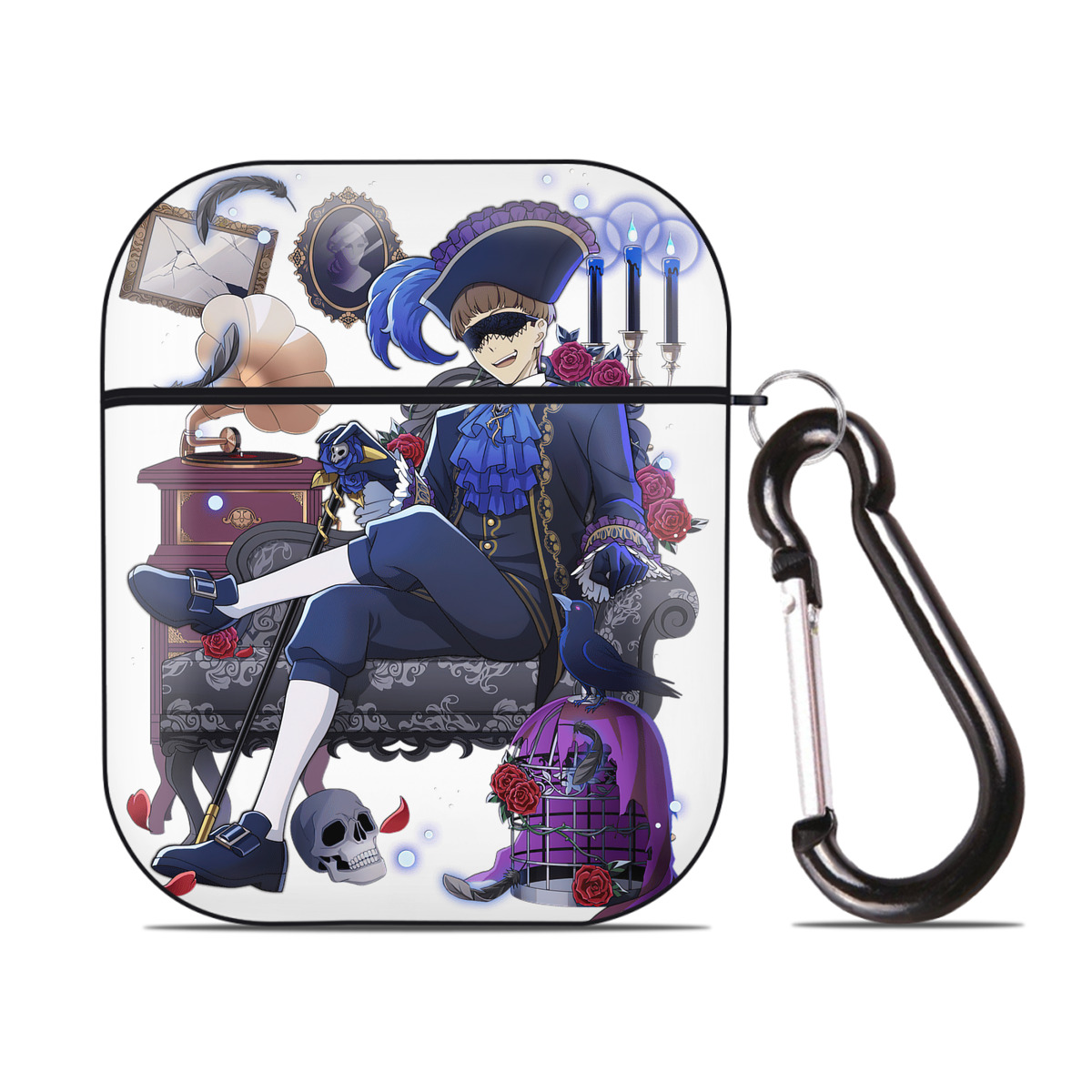 （画像用） 文豪ストレイドッグス Bungo Stray Dogs AirPods 第2世代保護ケース ハードシェル ブラック 耐衝撃・防指紋・カラビナ付き