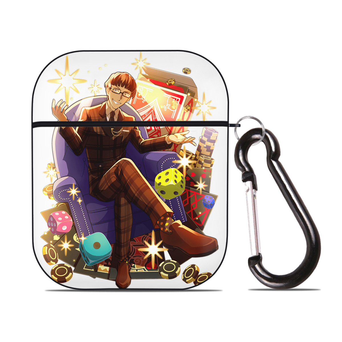 （画像用） 文豪ストレイドッグス Bungo Stray Dogs AirPods 第2世代保護ケース ハードシェル ブラック 耐衝撃・防指紋・カラビナ付き