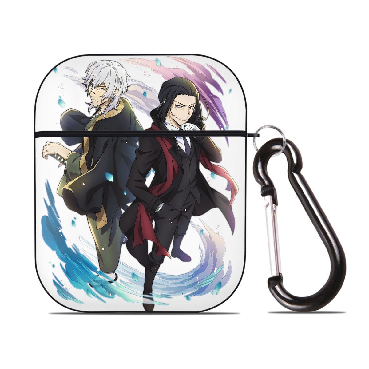 （画像用） 文豪ストレイドッグス Bungo Stray Dogs AirPods 第2世代保護ケース ハードシェル ブラック 耐衝撃・防指紋・カラビナ付き