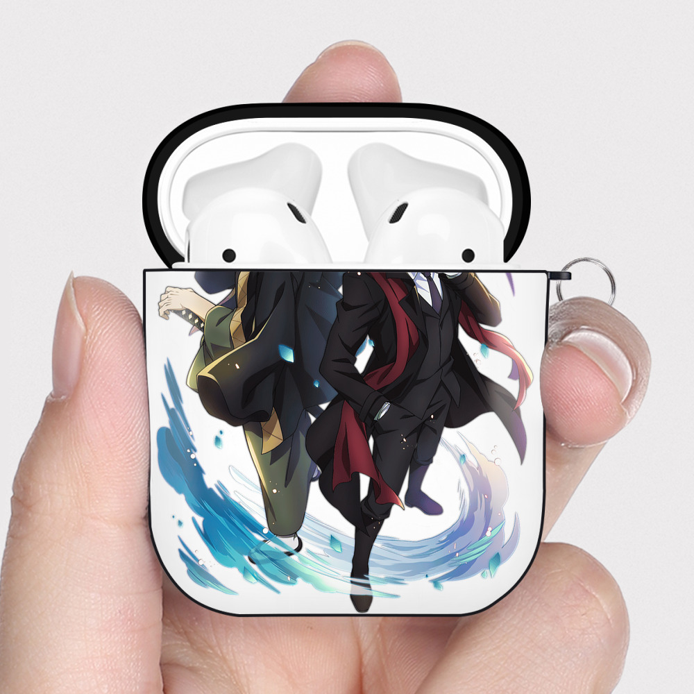 （画像用） 文豪ストレイドッグス Bungo Stray Dogs AirPods 第2世代保護ケース ハードシェル ブラック 耐衝撃・防指紋・カラビナ付き