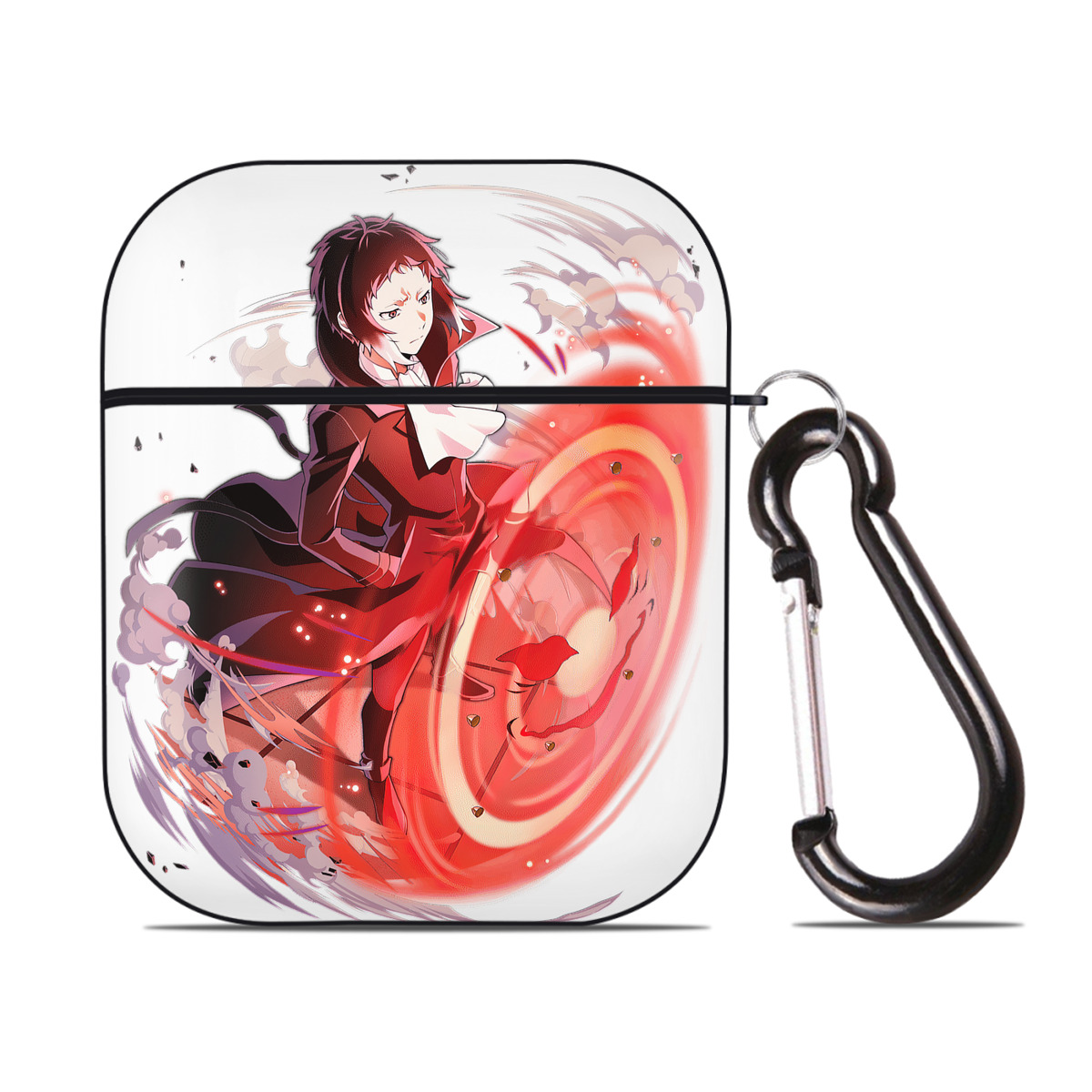 （画像用） 文豪ストレイドッグス Bungo Stray Dogs AirPods 第2世代保護ケース ハードシェル ブラック 耐衝撃・防指紋・カラビナ付き