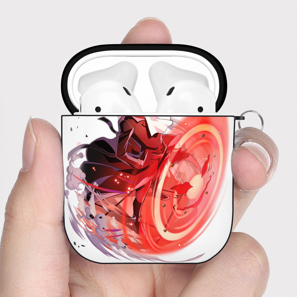 （画像用） 文豪ストレイドッグス Bungo Stray Dogs AirPods 第2世代保護ケース ハードシェル ブラック 耐衝撃・防指紋・カラビナ付き