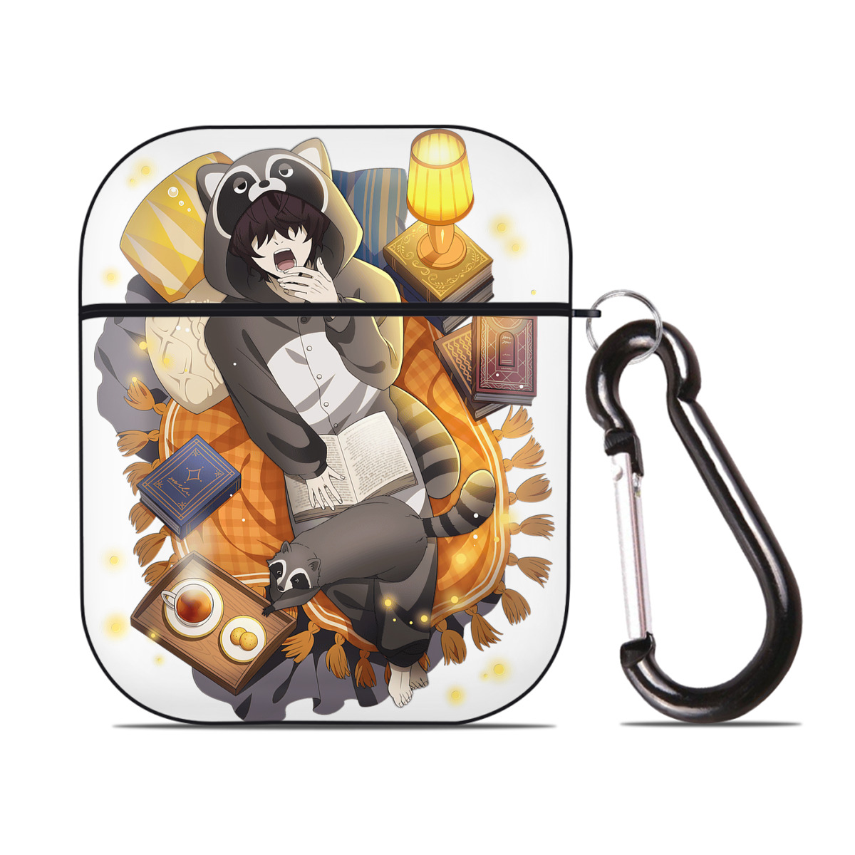 （画像用） 文豪ストレイドッグス Bungo Stray Dogs AirPods 第2世代保護ケース ハードシェル ブラック 耐衝撃・防指紋・カラビナ付き