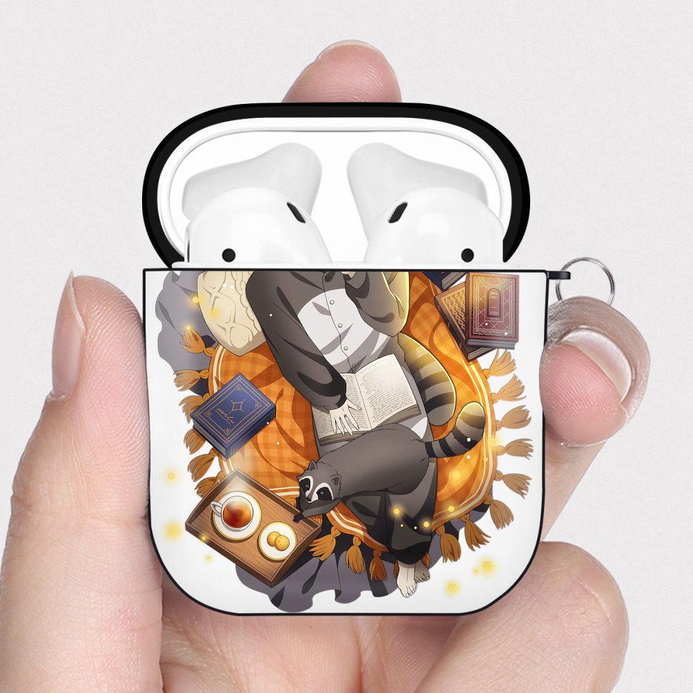 （画像用） 文豪ストレイドッグス Bungo Stray Dogs AirPods 第2世代保護ケース ハードシェル ブラック 耐衝撃・防指紋・カラビナ付き