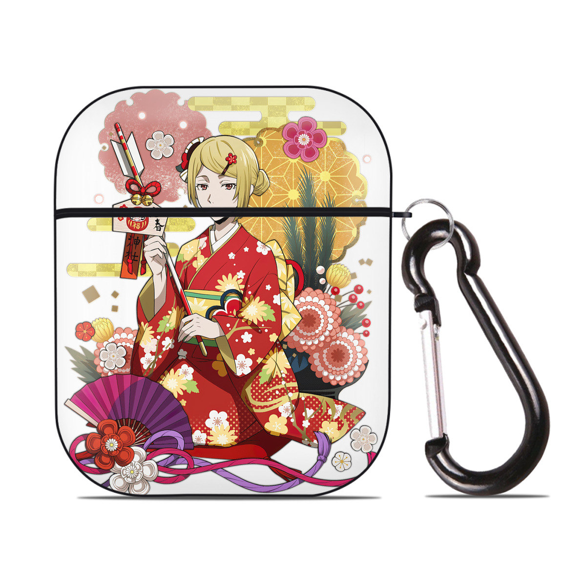 （画像用） 文豪ストレイドッグス Bungo Stray Dogs AirPods 第2世代保護ケース ハードシェル ブラック 耐衝撃・防指紋・カラビナ付き