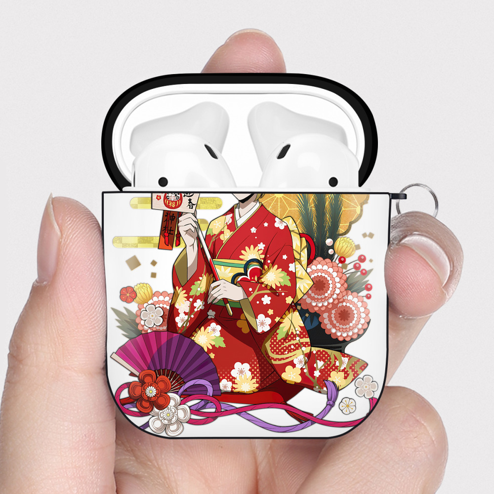 （画像用） 文豪ストレイドッグス Bungo Stray Dogs AirPods 第2世代保護ケース ハードシェル ブラック 耐衝撃・防指紋・カラビナ付き