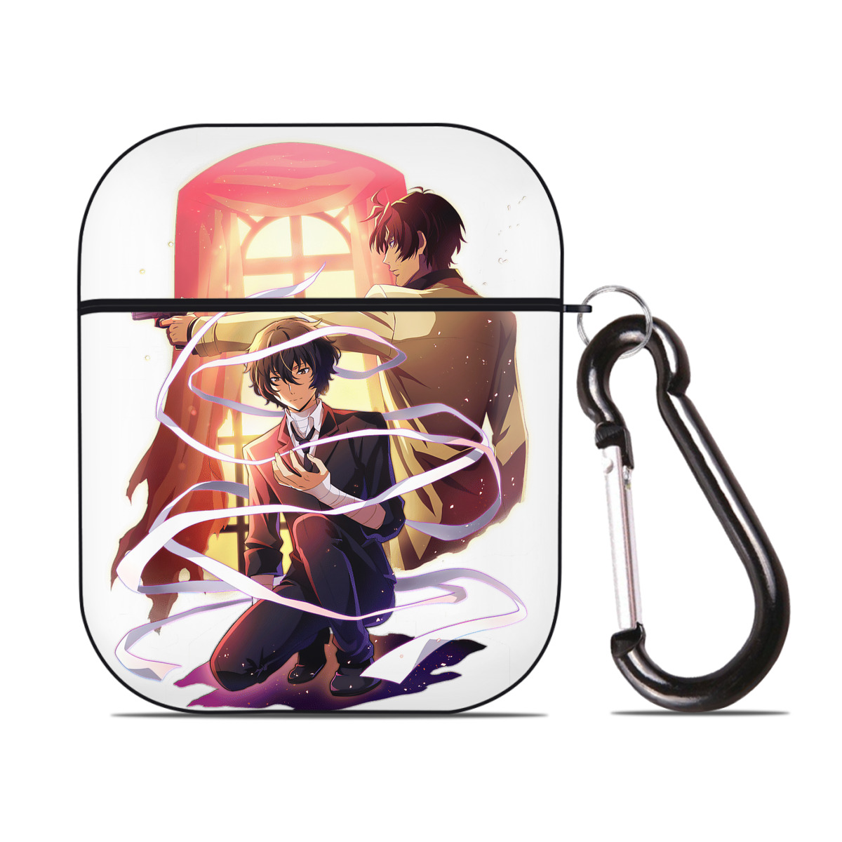 （画像用） 文豪ストレイドッグス Bungo Stray Dogs AirPods 第2世代保護ケース ハードシェル ブラック 耐衝撃・防指紋・カラビナ付き