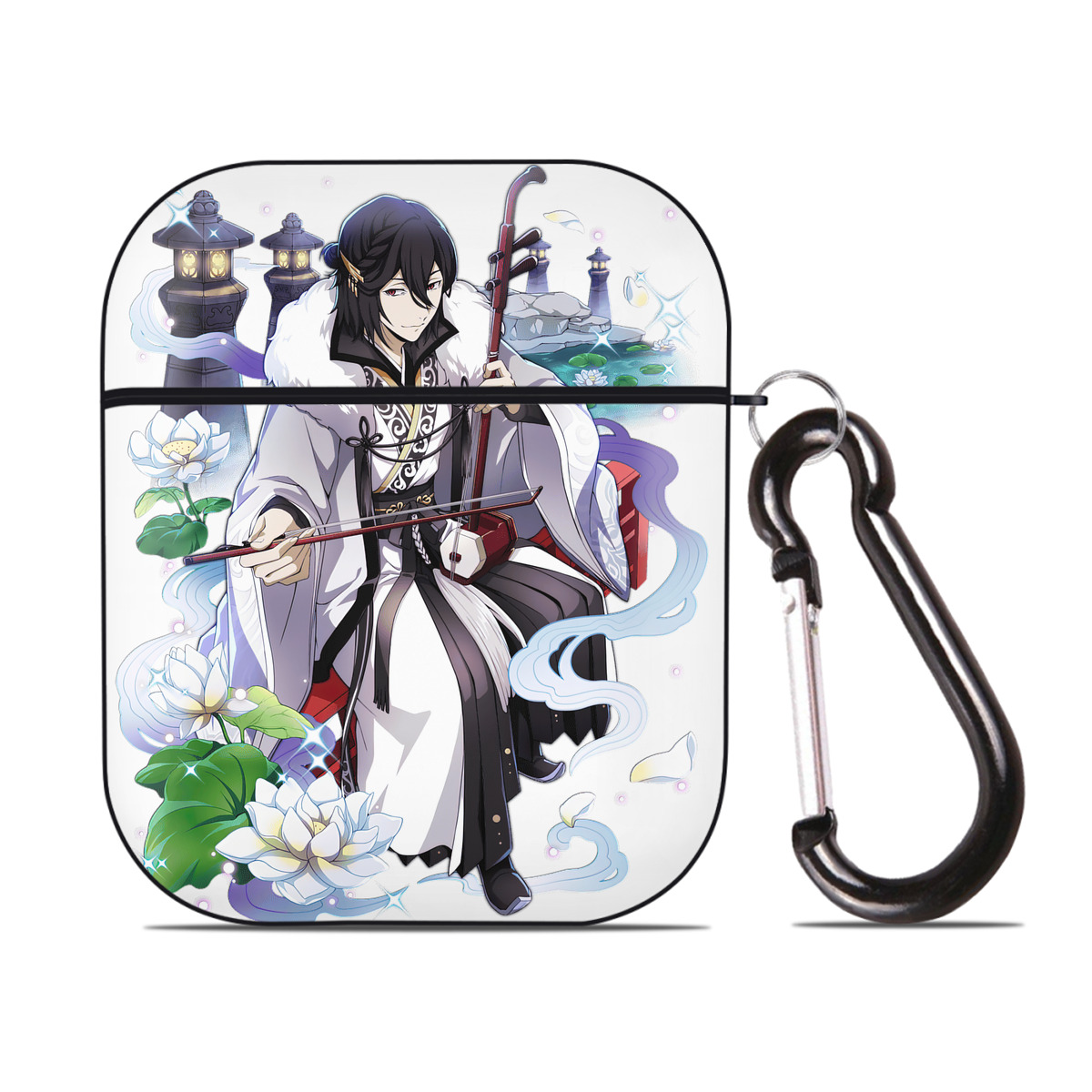 （画像用） 文豪ストレイドッグス Bungo Stray Dogs AirPods 第2世代保護ケース ハードシェル ブラック 耐衝撃・防指紋・カラビナ付き