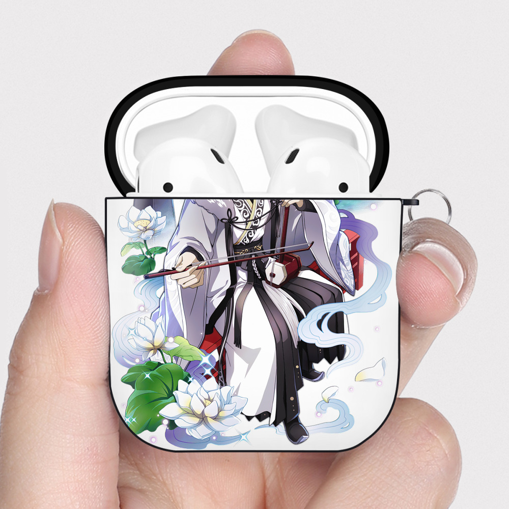 （画像用） 文豪ストレイドッグス Bungo Stray Dogs AirPods 第2世代保護ケース ハードシェル ブラック 耐衝撃・防指紋・カラビナ付き