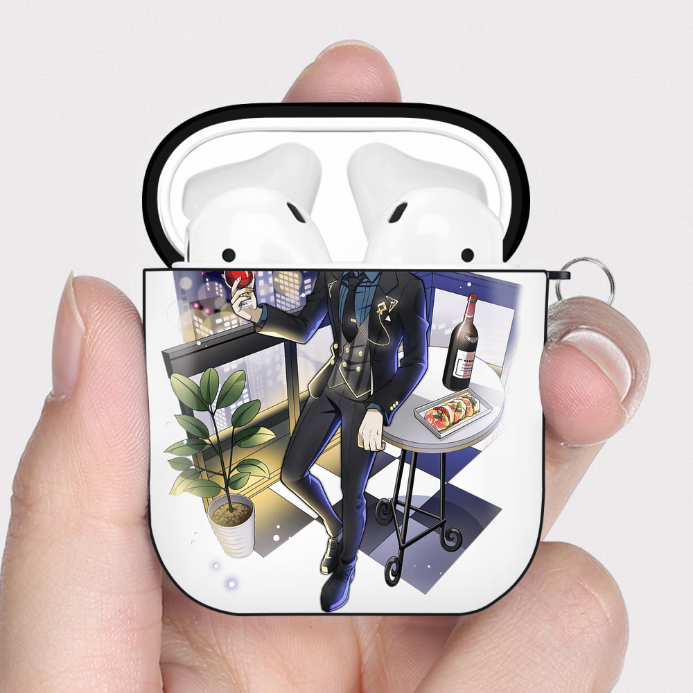 （画像用） 文豪ストレイドッグス Bungo Stray Dogs AirPods 第2世代保護ケース ハードシェル ブラック 耐衝撃・防指紋・カラビナ付き