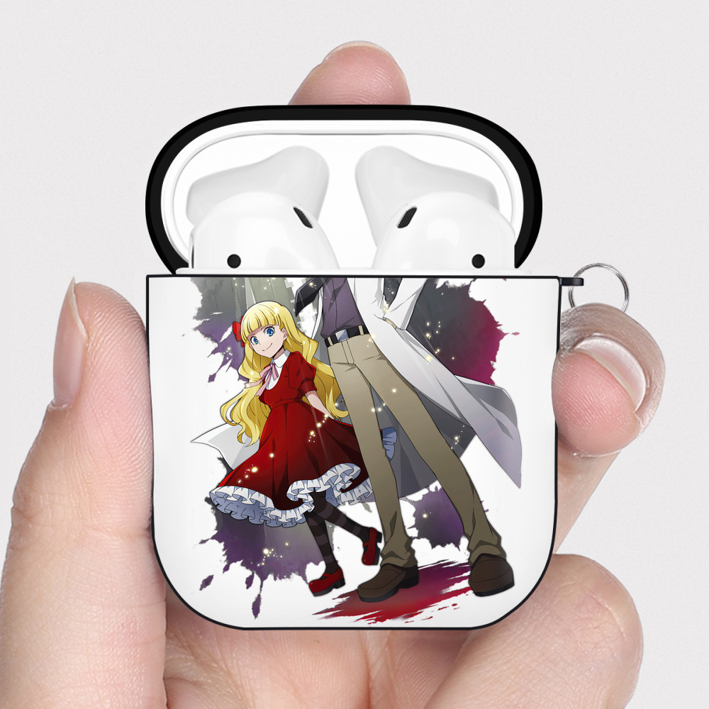 （画像用） 文豪ストレイドッグス Bungo Stray Dogs AirPods 第2世代保護ケース ハードシェル ブラック 耐衝撃・防指紋・カラビナ付き