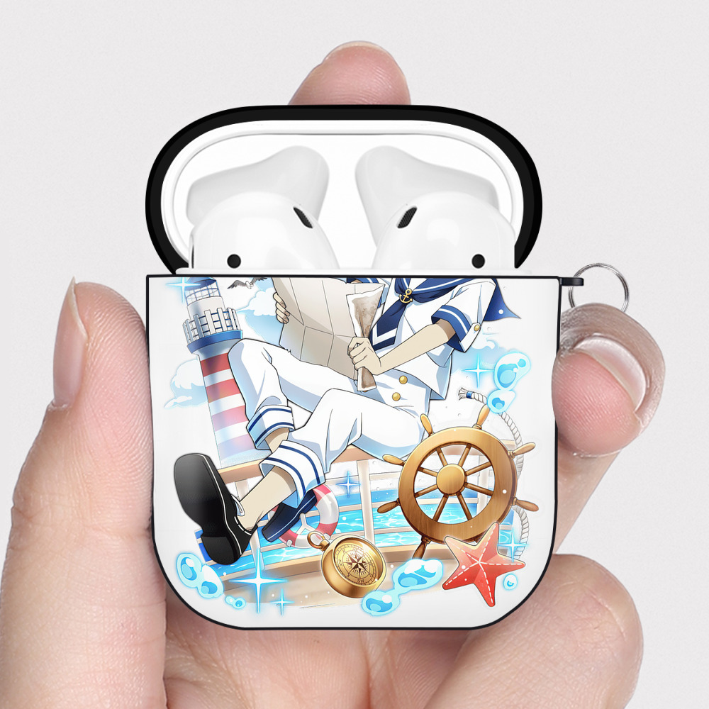 （画像用） 文豪ストレイドッグス Bungo Stray Dogs AirPods 第2世代保護ケース ハードシェル ブラック 耐衝撃・防指紋・カラビナ付き