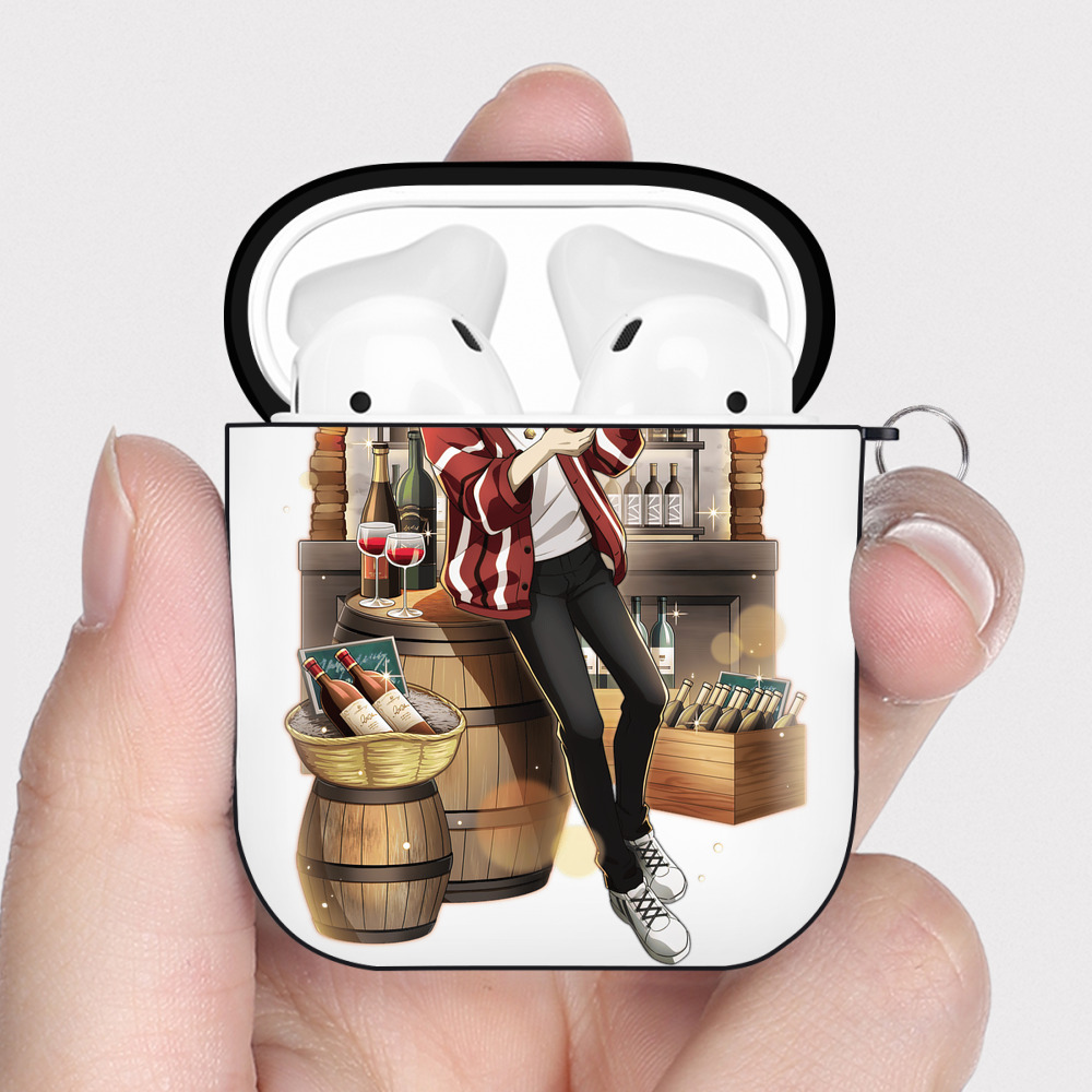 （画像用） 文豪ストレイドッグス Bungo Stray Dogs AirPods 第2世代保護ケース ハードシェル ブラック 耐衝撃・防指紋・カラビナ付き