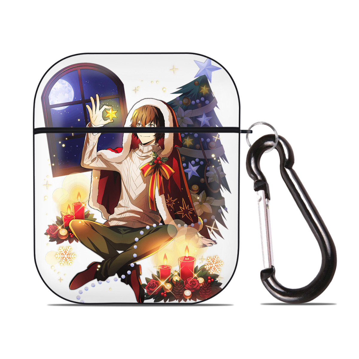 （画像用） 文豪ストレイドッグス Bungo Stray Dogs AirPods 第2世代保護ケース ハードシェル ブラック 耐衝撃・防指紋・カラビナ付き