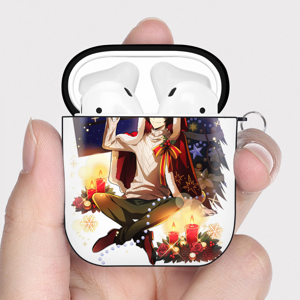 （画像用） 文豪ストレイドッグス Bungo Stray Dogs AirPods 第2世代保護ケース ハードシェル ブラック 耐衝撃・防指紋・カラビナ付き