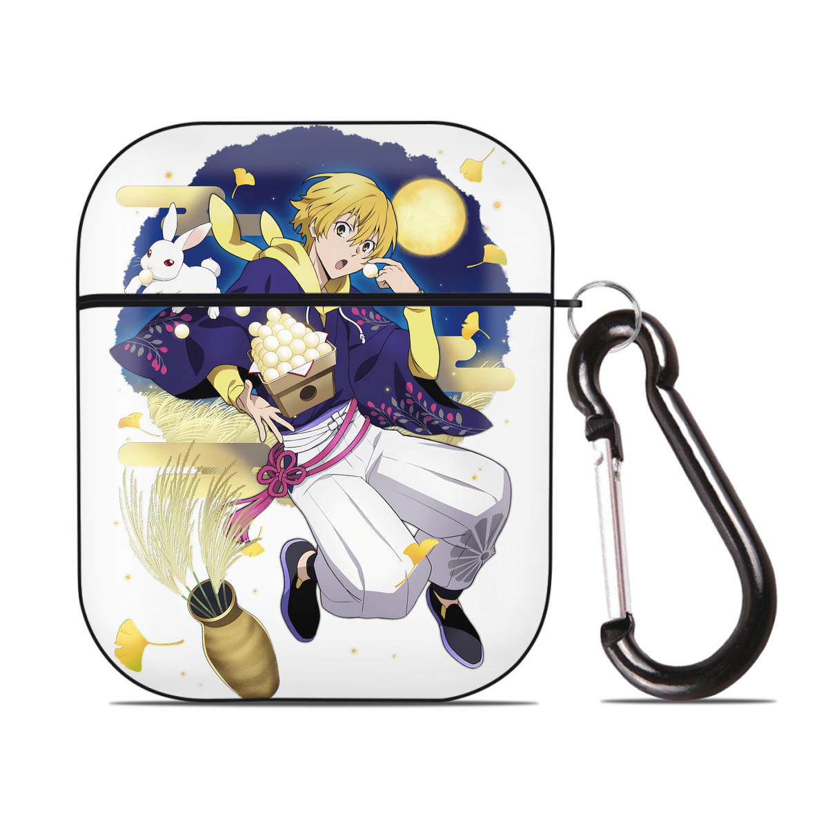 （画像用） 文豪ストレイドッグス Bungo Stray Dogs AirPods 第2世代保護ケース ハードシェル ブラック 耐衝撃・防指紋・カラビナ付き