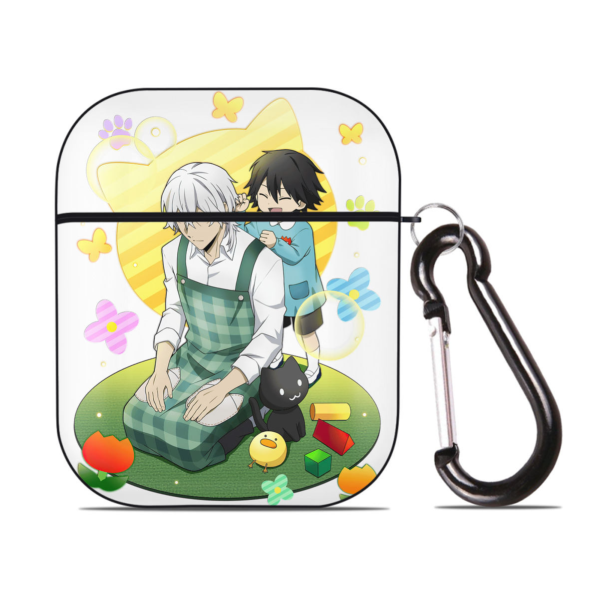 （画像用） 文豪ストレイドッグス Bungo Stray Dogs AirPods 第2世代保護ケース ハードシェル ブラック 耐衝撃・防指紋・カラビナ付き