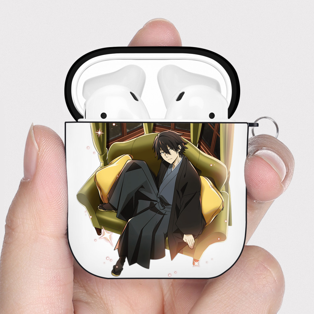 （画像用） 文豪ストレイドッグス Bungo Stray Dogs AirPods 第2世代保護ケース ハードシェル ブラック 耐衝撃・防指紋・カラビナ付き