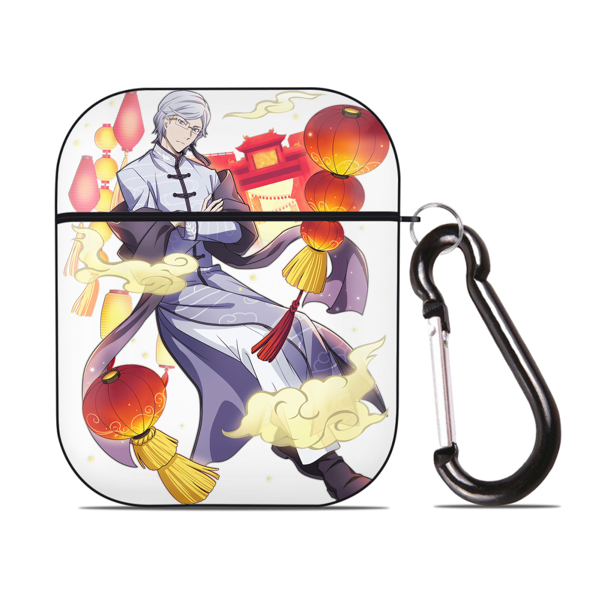 （画像用） 文豪ストレイドッグス Bungo Stray Dogs AirPods 第2世代保護ケース ハードシェル ブラック 耐衝撃・防指紋・カラビナ付き