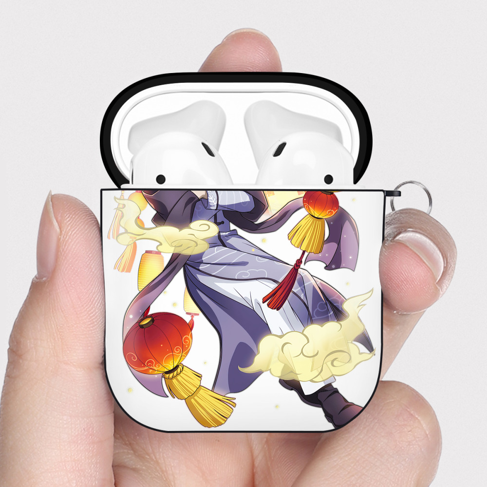 （画像用） 文豪ストレイドッグス Bungo Stray Dogs AirPods 第2世代保護ケース ハードシェル ブラック 耐衝撃・防指紋・カラビナ付き